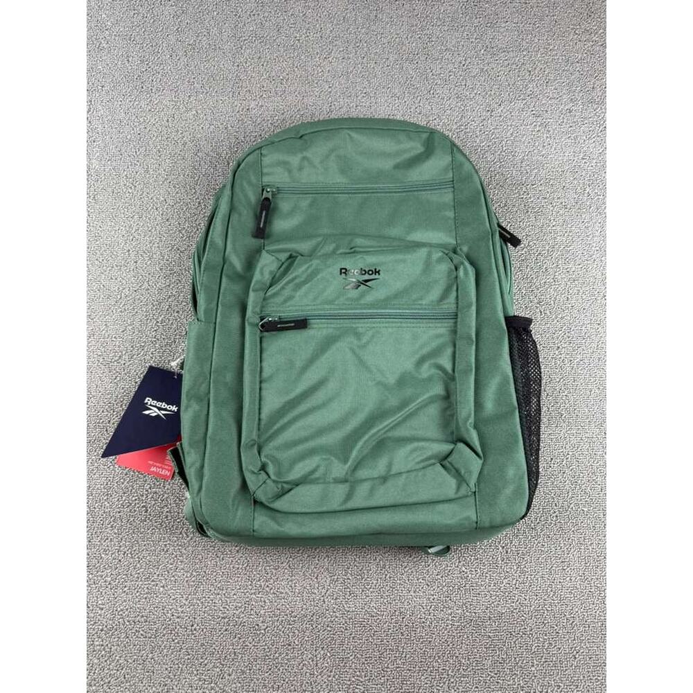 Reebok Jaylen Backpack Green 20L Capacity Multi‎ Pocket Zip Logo School Pad NWT